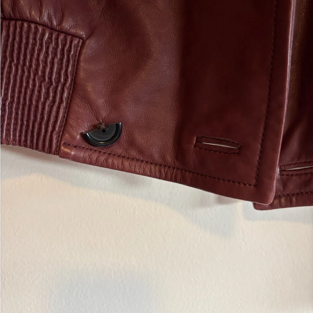 J. Crew Collection Leather Jacket oxblood - sz 10 - Picture 3 of 7